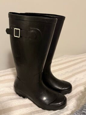 Outbound Tall Black Rain Boots Size 8 | Waterproof Wellington Riding Style